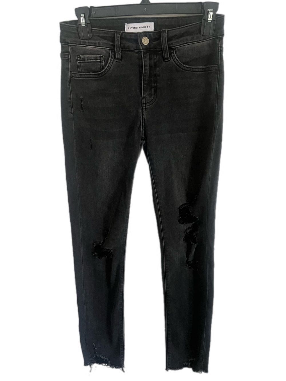 Buckle Flying Monkey Washed Black Destructed Distressed Denim Skinny Jeans Emo